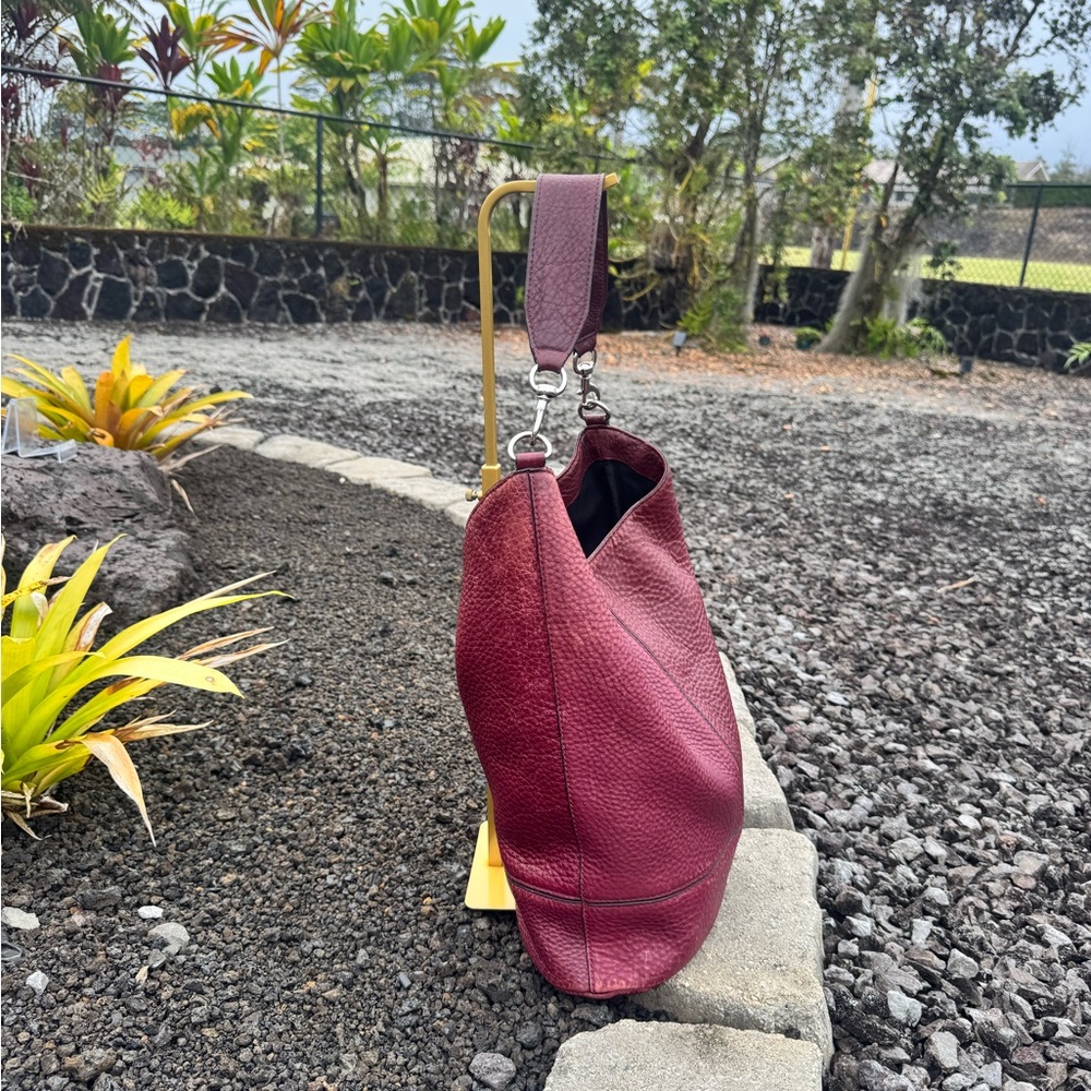 Rebecca Minkoff Burgundy Pebbled Leather Hobo Shoulder Bag - Picture 6 of 16